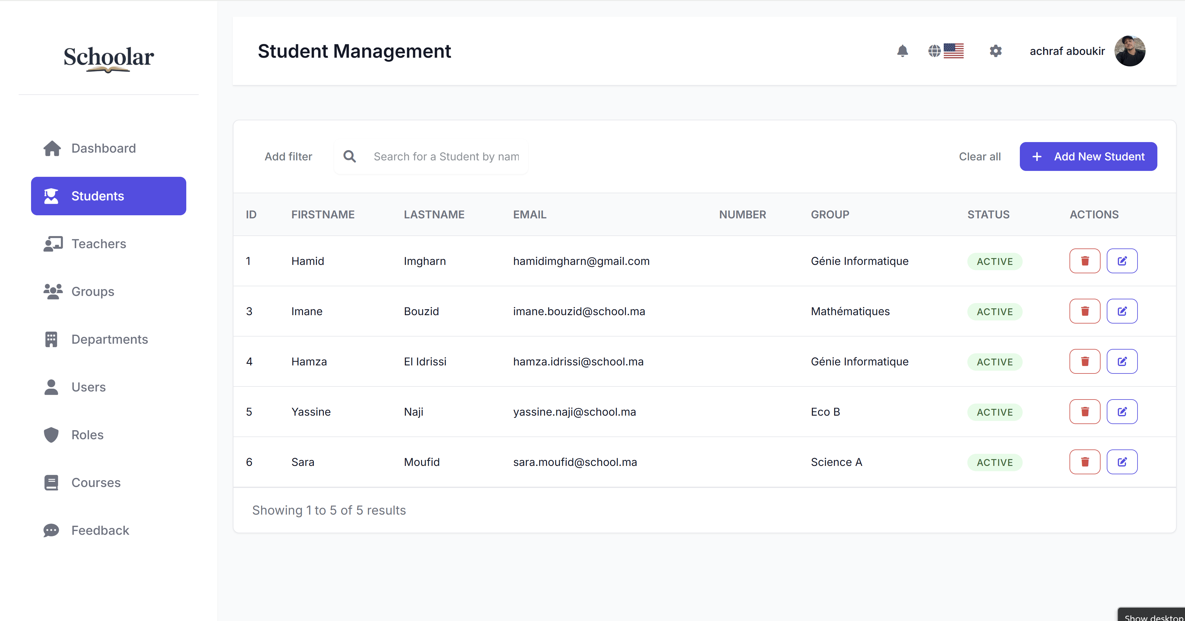 Schoolar interface screenshot 3